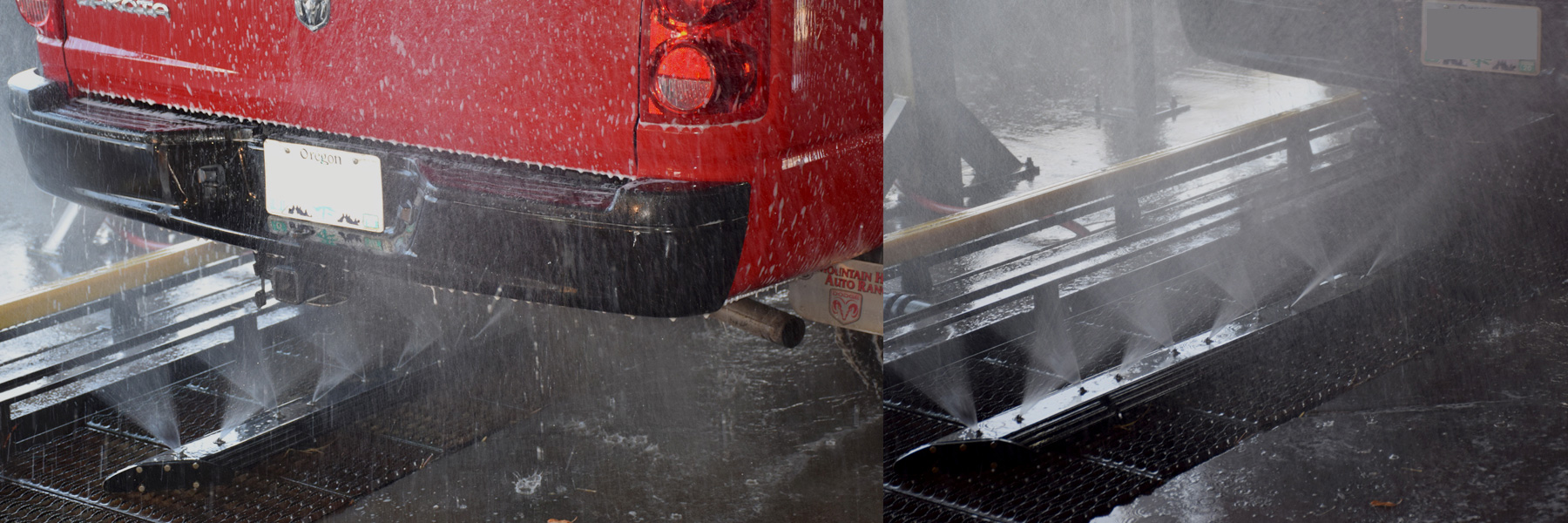 car-wash-undercarriage-sprayer-removes-road-grim-under-red-truck car-wash-undercarriage-sprayer-removes-road-grim-under-red-truck